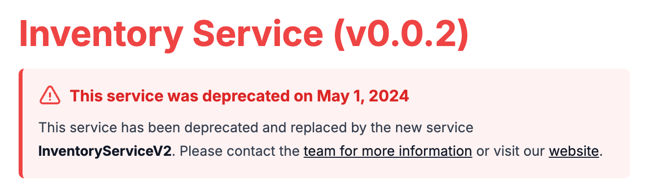 Deprecated message