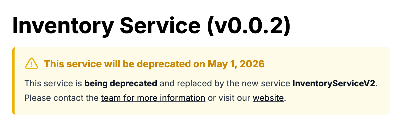 Deprecated message