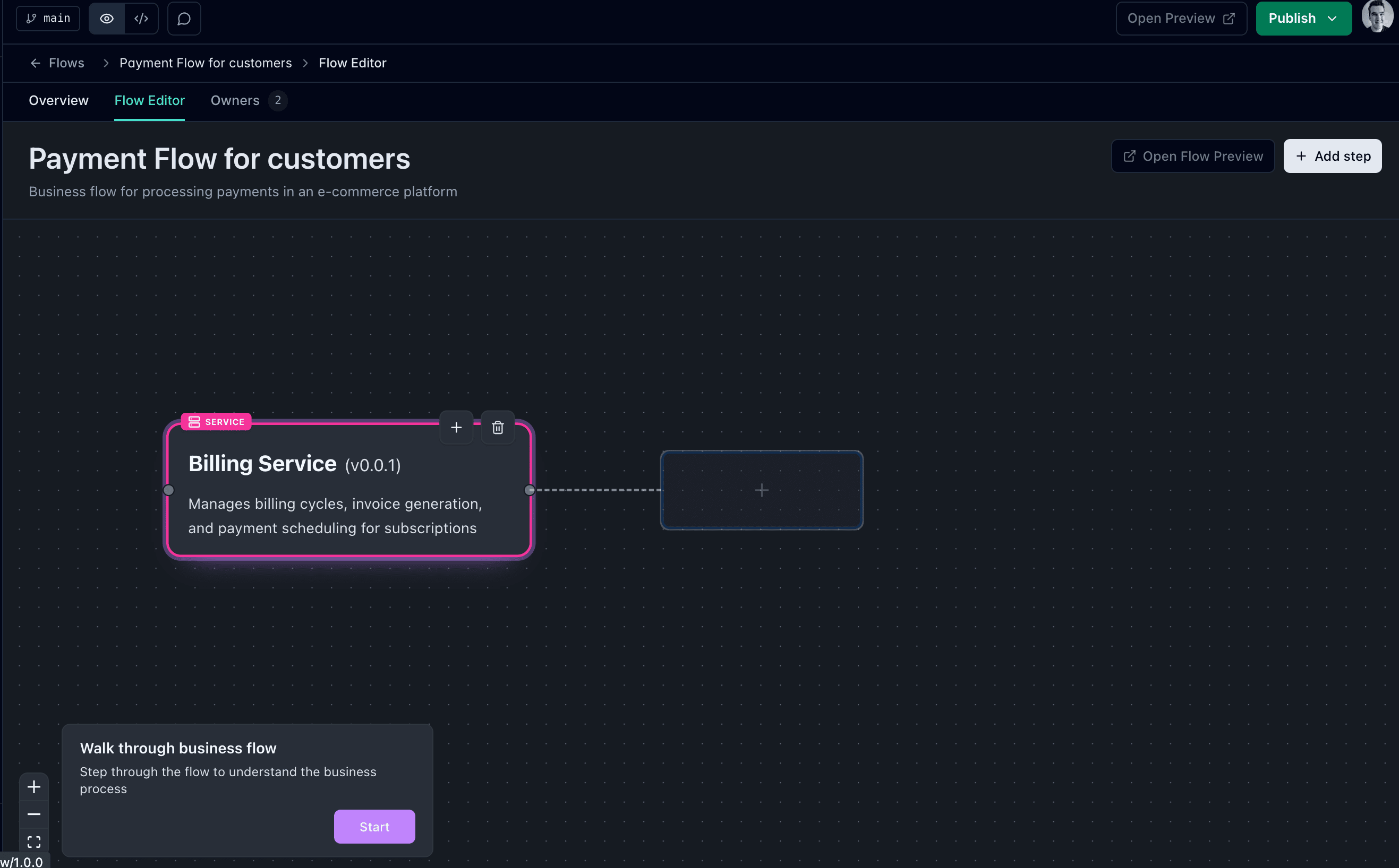 Visual Flow Editor in EventCatalog Editor