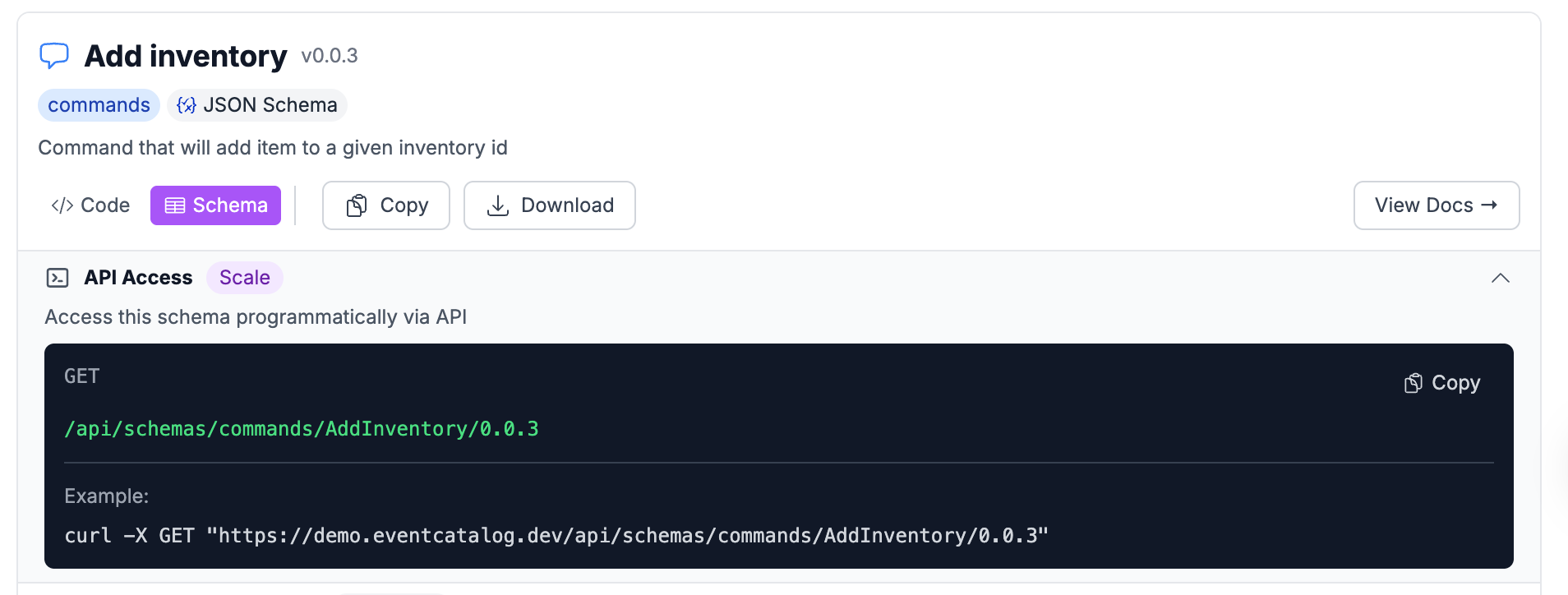 EventCatalog MCP Schema Tools